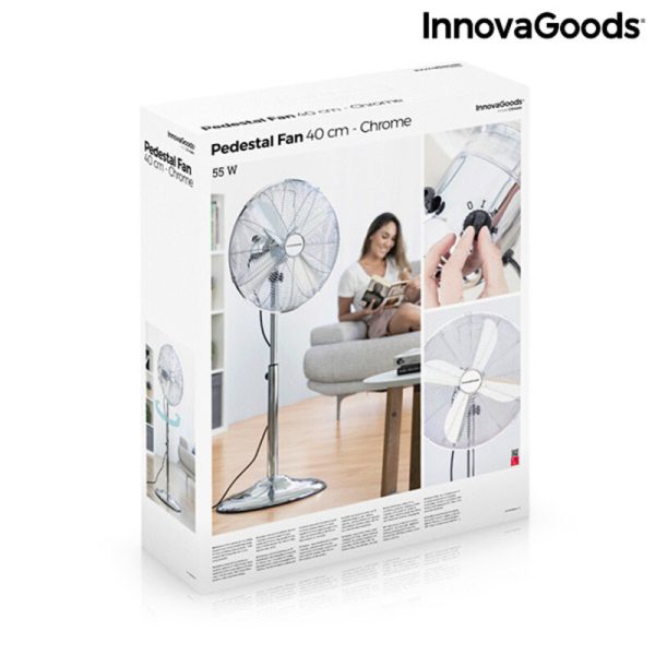 Stojanový ventilátor Chrome Retro InnovaGoods Ø 40 cm 55W